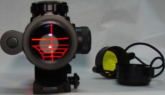 Luneta cu reticul de luminat verde si rosu 4x25 si laser JGBGM6