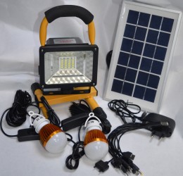 Sistem Solar cu Reflector Led 10W si 2 Becuri Incarcatoare Tel. Led AT-8890